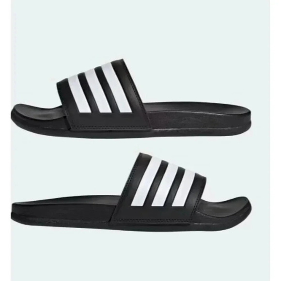 Adidas Size 12 Men's Black Cloud Foam Logo Slides Made In Italy Style #GZ5922 - Picture 8 of 14
